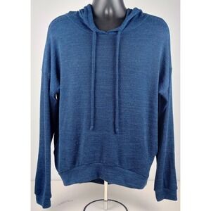Earthbound Men's M Blue Long Sleeve Lightweight Hooded Sweater Pockets